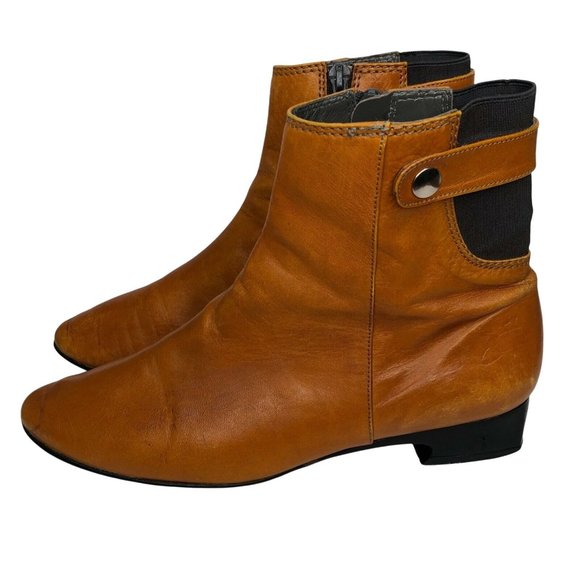 John Fluevog Shoes - John Fluevog Caramel Leather Mod Chelsea Ankle Boots Zip Women's US Size 8.5